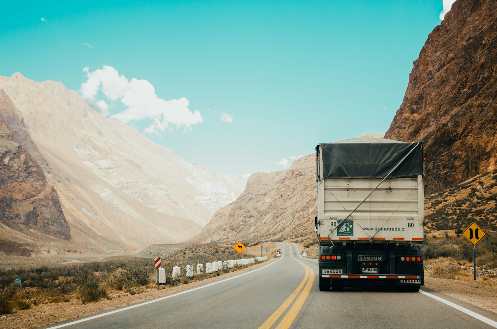 Highway freight fleet in motion